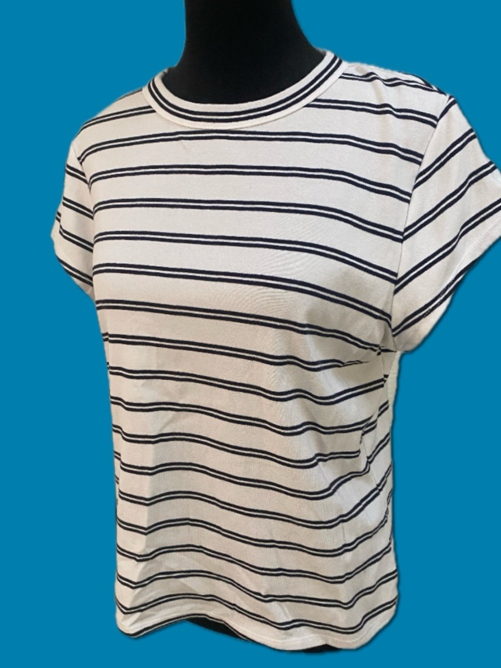 Women's Striped Short Sleeve Tee - White/Black